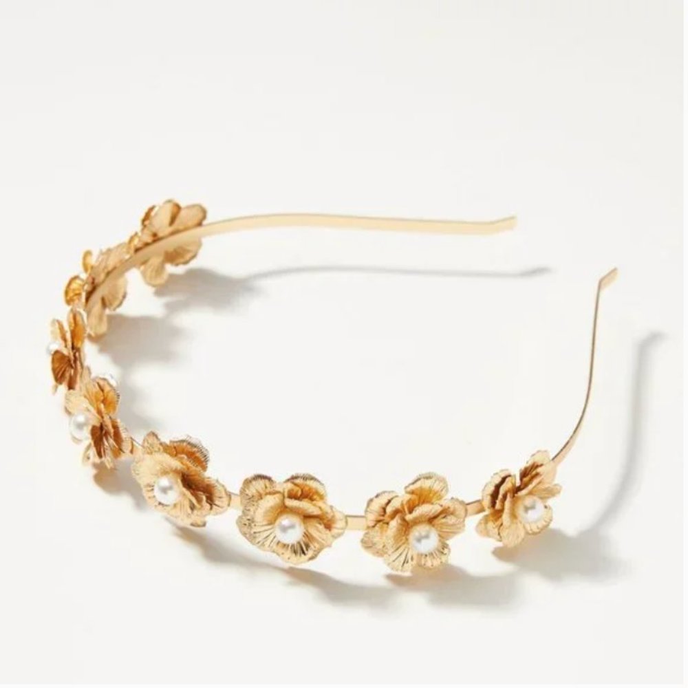 ⭐️ Bouquet Embellished Floral Pearl Peasant Farm Minimal Chic Hipster Headband